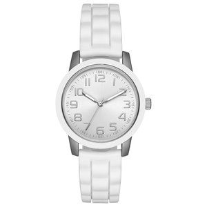 Women's Wristwatch Silver Case White Bezel Easy Silicone Strap (FMDOTT014)